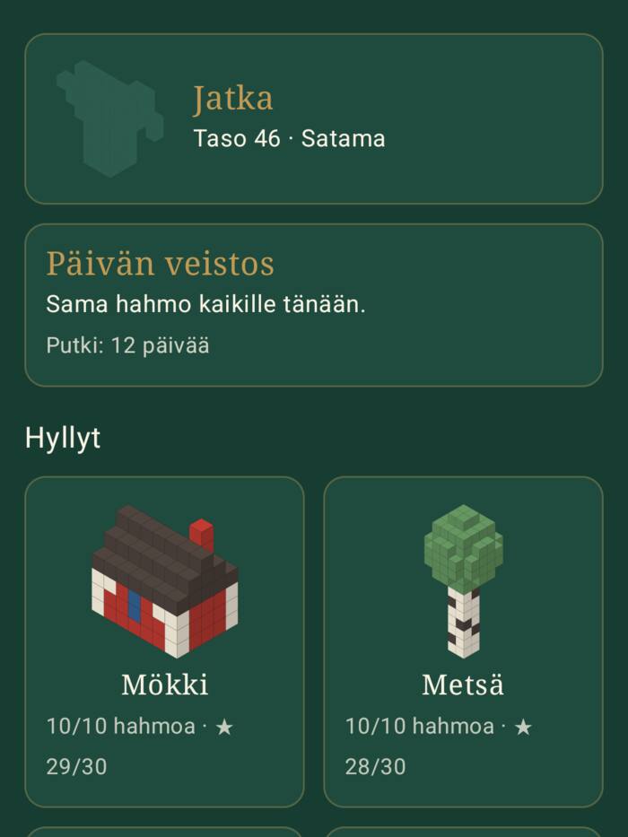Klassik Puupalat: Päivän veistos ja hyllyt puhelimella